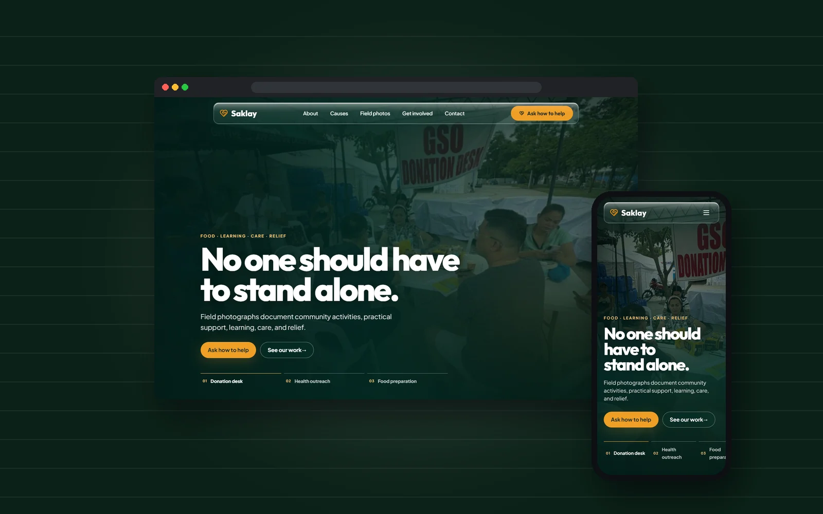 Saklay Charity Website cover