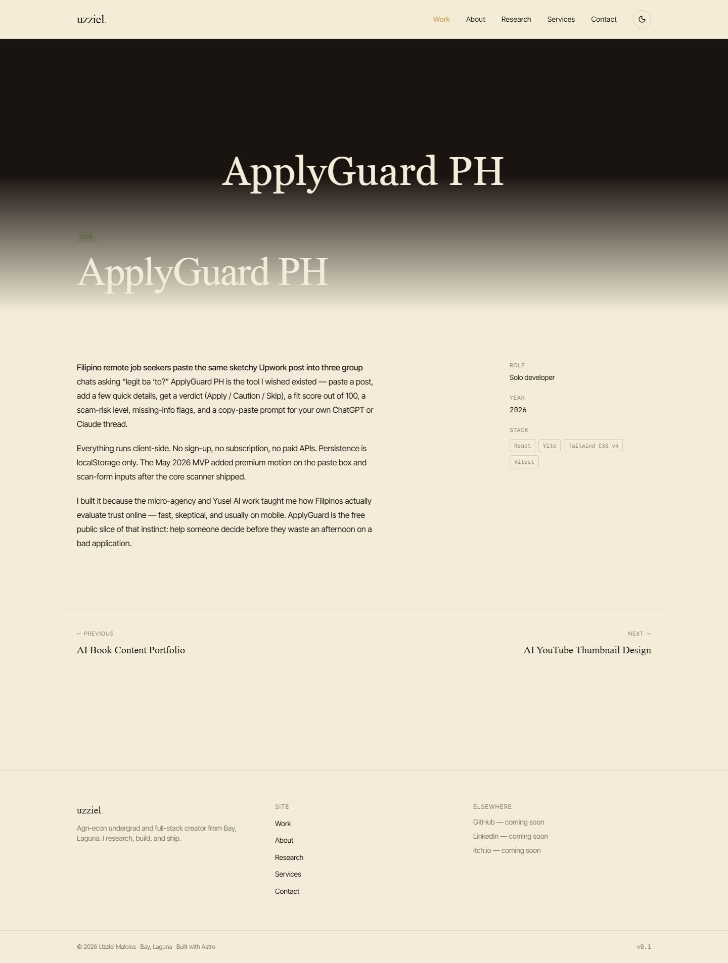 ApplyGuard PH case study page on the portfolio