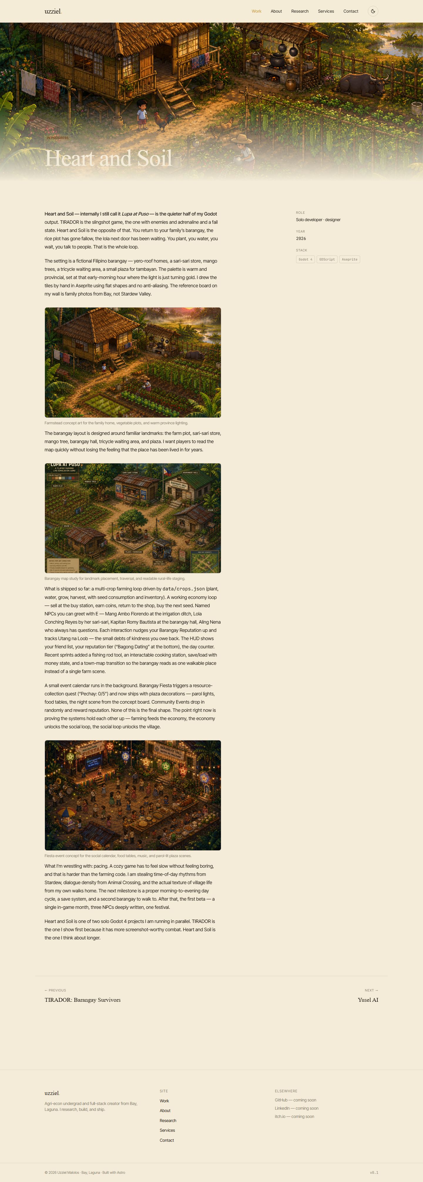 Heart and Soil case study page on the portfolio