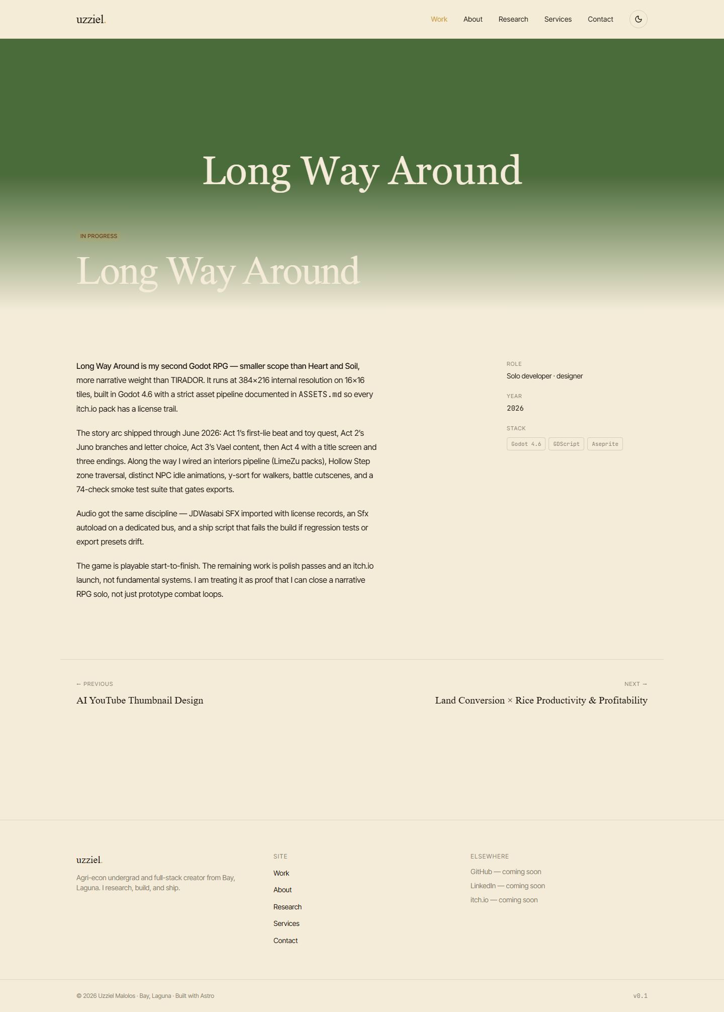 Long Way Around case study page on the portfolio